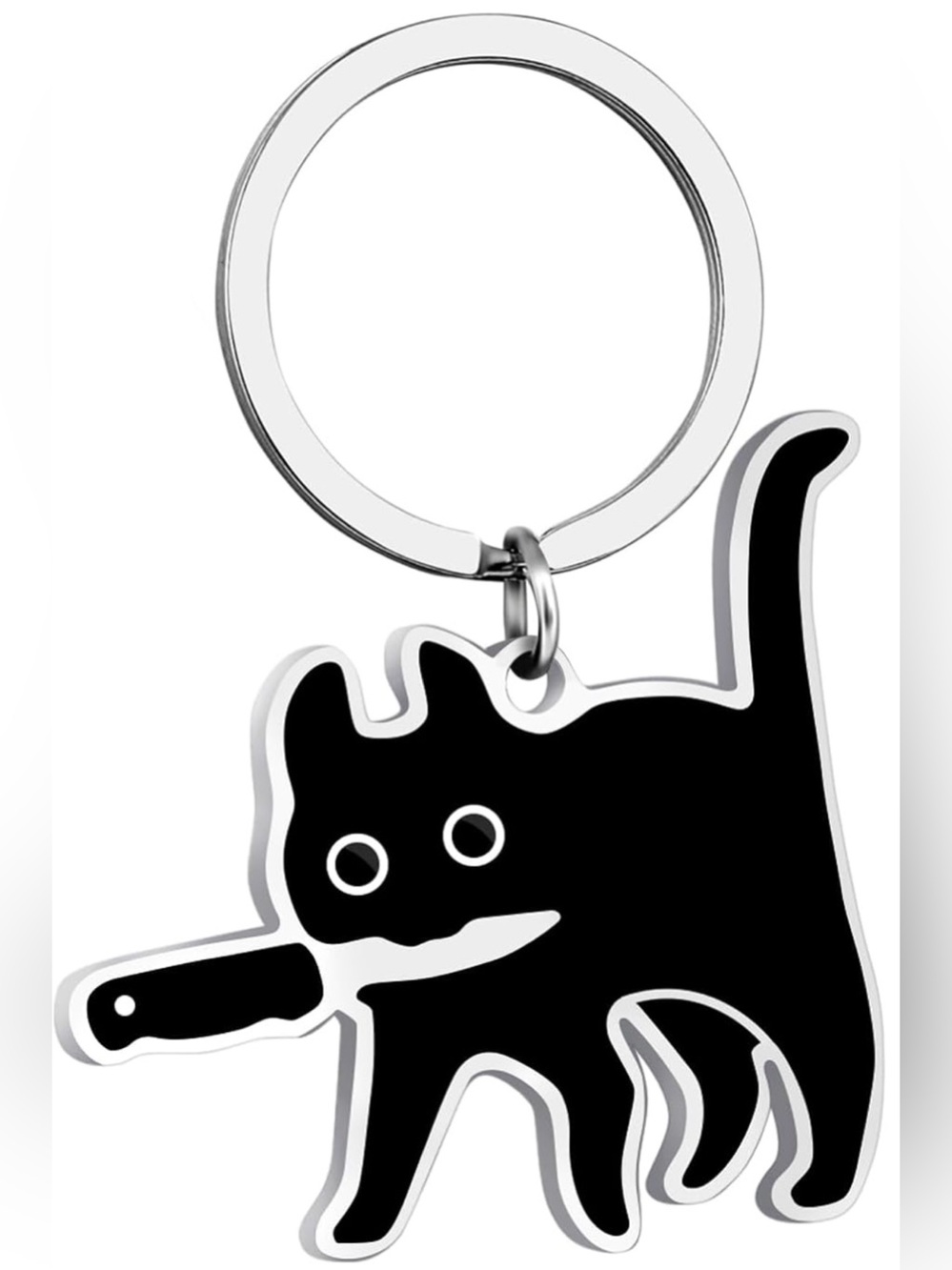 Sneaky Cat Bag Charm Black Cat Keychain